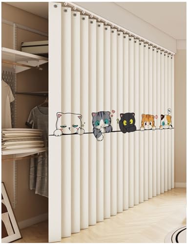 APMOE Schrankvorhang Zum Schieben, Staubdichter Vorhang für Regale, Vorhang Küchenschrank Selbstklebend, Faltbarer Unterschrankvorhang für Küche/Offenes Regal Anpassbar(D,Track W115cm/Curtain H200cm) APMOE Schrankvorhang Zum Schieben, Staubdichter Vorhang für Regale, Vorhang Küchenschrank Selbstklebend, Faltbarer Unterschrankvorhang für Küche/Offenes Regal Anpassbar(D,Track W115cm/Curtain H200cm) von APMOE