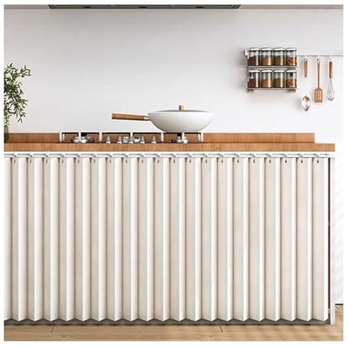 APMOE Staubdichter Vorhang für Regale, Schrank Schatten Vorhang, Schrankvorhänge für Küche mit Gleitschienen für Küche, Schuhschlitze, Schränke, Waschmaschinen(Beige von APMOE