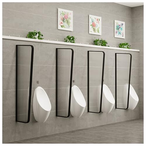 APMOE Toilettentrennwände, WC Urinal Trennwand mit Gehärtetem Glas/Edelstahlrahmen Wandmontage Männer Urinal Trennwand für Schulen/Bars/Öffentliche(D) von APMOE