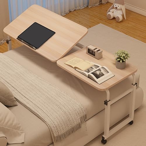 APMOE Über-Betttisch Auf Rollen Höhenverstellbar - Laptop Bett-Tisch - Krankenbett Beistelltisch Pflegebett mit Neigbare Tischplatte - Mobiler Schreibtisch Computertisch Pflegetisch(White Maple) von APMOE