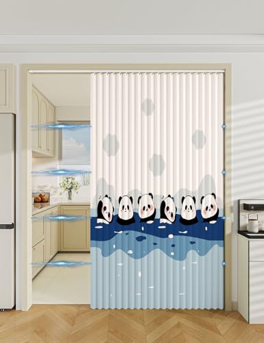 APMOE Verdunkelungsvorhang, gefalteter Faltbarer unsichtbarer magnetischer wärmeisolierter Türvorhang, kein Bohren,Faltvorhang für Schlafzimmer, Bad, Wohnzimmer(C,Track W260cm/Curtain H200cm) von APMOE