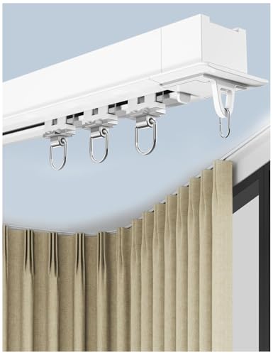 APMOE Versteckte Vertiefte Deckenvorhangschiene, 1-3M Aluminium-Gardinenschiene, Integrierte Raumteiler Gleitschiene für Privatsphäre Raumteiler Wohnzimmer Krankenhaus Hotel(Weiß,1.6m/5.24ft) von APMOE