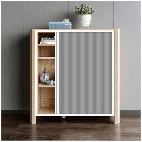 APMOE Wabenplissee Schrankvorhang Zum Schieben Push-Pull Regal/Schrank Vorhang Unsichtbar Privatsphäre Gardine Ohne Bohren, Schrankvorhänge für Küche/Kleiderschrank/Bücherregal(Grau,70x120cm) von APMOE