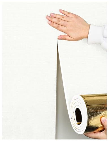 Selbstklebende Tapete - Deckenpaneele Kälteabwehr/Wärmehaltung Innen Wandverkleidung Selbstklebend Isoliertapete, Wall Paper Self Adhesive Wasserdicht/Feuchtigkeitsbeständig(Cream White,5 Rolls) von APMOE