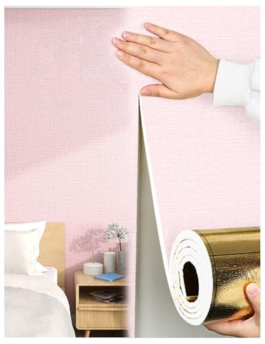 Selbstklebende Tapeten, Innen Wandverkleidung Deckenplatten Selbstklebend Isoliertapete Wall Paper Kälteabwehr/Wärmehaltung, Wallpaper Self-Adhesive für Schlafzimmer, Wohnzimmer(Rosa,5 Rolls) von APMOE