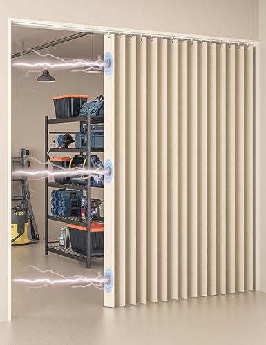 Türvorhang mit Mit Spur, Gefalteter Faltbarer Unsichtbarer Magnetischer Türvorhänge Kein Bohren Erforderlich, Verdunkelungsvorhang für Fenster und Türen zu Hause mit Gleitschienen(B,Track W100cm/Curta von APMOE