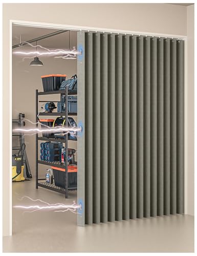 Türvorhang mit Mit Spur, Gefalteter Faltbarer Unsichtbarer Magnetischer Türvorhänge Kein Bohren Erforderlich, Verdunkelungsvorhang für Fenster und Türen zu Hause mit Gleitschienen(C,Track W100cm/Curta von APMOE