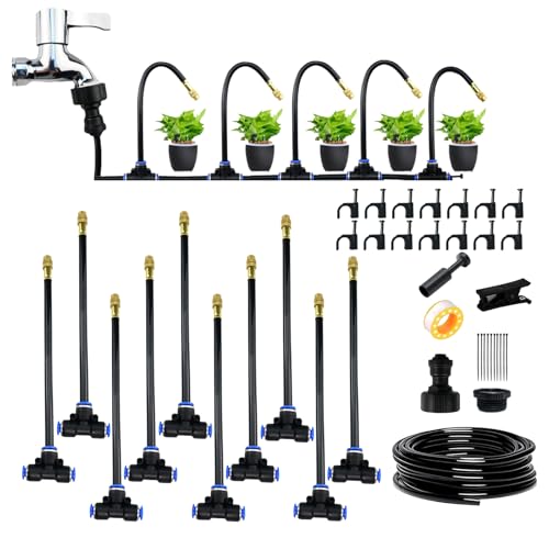 360° Curved Garden Automatic Irrigation System,Tröpfchenbewässerungsbausätze,Bewässerungssystem Garten Düsen Spritzen,Nebeldüse für Gärten Sprinkler Gewächshäuser (10m Schlauch,10 Düsen) von APODESS