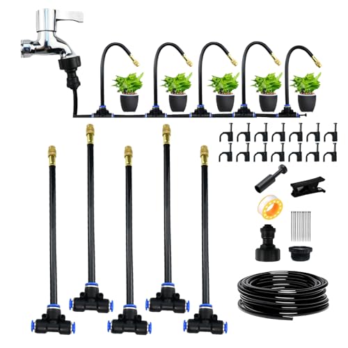 360° Curved Garden Automatic Irrigation System,Tröpfchenbewässerungsbausätze,Bewässerungssystem Garten Düsen Spritzen,Nebeldüse für Gärten Sprinkler Gewächshäuser (5m Schlauch,5 Düsen) von APODESS