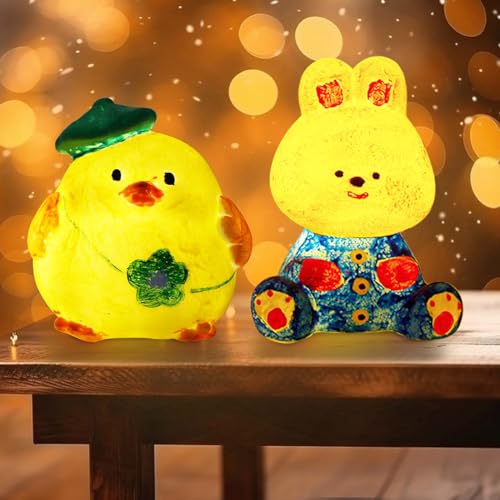 APODESS 2SET Ostern Geschenke Kinder Ostern Basteln Nachtlicht Hase Zum Bemalen Nachttischlampe Kinder Oster Geschenke Frühlingsdeko Innen Hasenlampe Frühling Basteln für Mädchen Jungen von APODESS