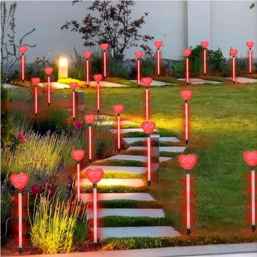 APODESS 8STK Led Herz Garten Maibaum Herz Hochzeitsdeko Maiherz Heiratsantrag Marry Me Deko Hochzeit Deko Solarleuchten für Außen Garten Solarlampen Wetterfest für Terrasse Rasen Garten Hof Wege von APODESS
