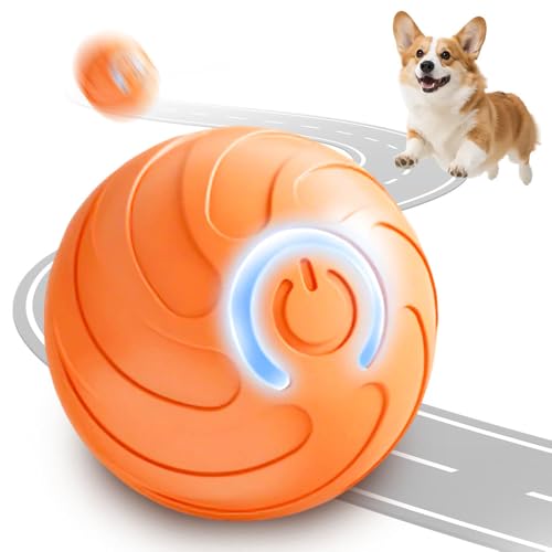 APODESS Interaktives Hundespielzeug,2025 Neu Interaktiver Hundeball Elektrisch Hundespielzeug Ball Intelligenz Ball Hund Springender Aktivierungsball mit LED für Hunde (Orange) von APODESS