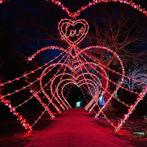 APODESS Herz Lichterkette Hochzeit Deko wasserdichte Rot Herz Verlobung Deko Liebe Heiratsantrag Deko Love Schlid Will You Marry Me Outdoor Romantische LED für Valentinstag Jahrestag von APODESS