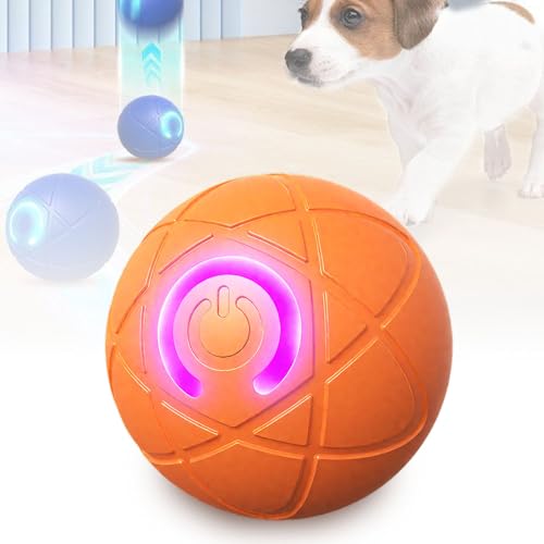 APODESS Springender Aktivierungsball für Hunde, 2025 Neu Interaktives Hundespielzeug Ball Hundespielzeug Intelligenz Selbstbeschäftigung mit USB für Katzen Hunde (Orange) von APODESS