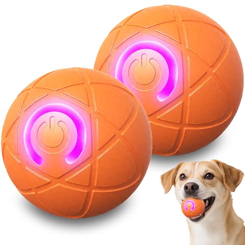 APODESS Springender Aktivierungsball für Hunde, 2025 Neu Interaktives Hundespielzeug Ball Hundespielzeug Intelligenz Selbstbeschäftigung mit USB für Katzen Hunde (Orange,2 Stück) von APODESS