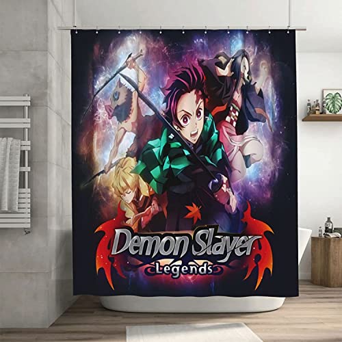 Anime Kamado Tanjirou Duschvorhang Demon Slayer Textil-Vorhang Polyester Badvorhang Shower Curtains Anti-Schimmel Wasserdichter (180x180cm, Tanjirou4) von APOH