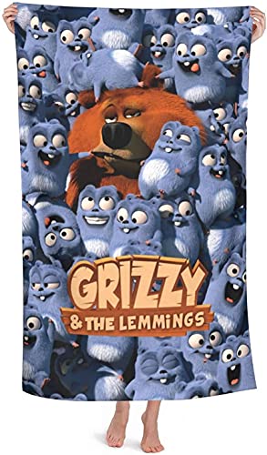 Grizzy and The Lemmings Karikatur Strandtuch Badetuch Kinder Und Jugendliche Geschenke Weiches bär Muster Handtuch Strand Polyester (150x100cm, Grizzy1) von APOH