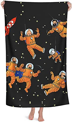 The Adventures of Tintin Strandtuch Anime-Fans Badetuch Mikrofaser Handtuch Strand fur Junge und Mädchen Geschenke Sandfrei Badelaken (180x90cm, Tintin2) von APOH