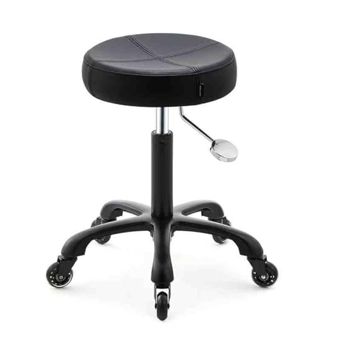 APOIUO Drehbarer Sattelhocker Mit Rollen, Rückenlehne, Sattelhocker, Stühle Unterstützen Ergonomisch, Verstellbarer Rollhocker for Salon-Bistro(Without backrest) von APOIUO