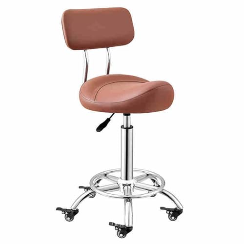 APOIUO Rollhocker Mit Rädern Und Rückenlehne, Ergonomischer Sattelhocker, Verstellbarer Sattel-Salonhocker Mit Gasdruckfeder for SPA-Schönheit(B) von APOIUO