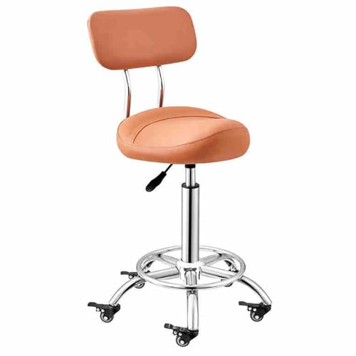 APOIUO Rollhocker Mit Rädern Und Rückenlehne, Ergonomischer Sattelhocker, Verstellbarer Sattel-Salonhocker Mit Gasdruckfeder for SPA-Schönheit(C) von APOIUO
