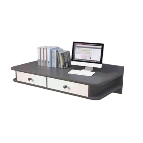 APOIUO Wandmontierter Tisch Mit Aufbewahrungs-Doppelschubladen, An Der Wand Montierter Schminktisch, for Schlafzimmer, Badezimmer, Ankleidezimmer(Black) von APOIUO