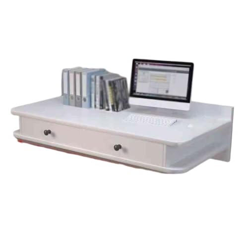 APOIUO Wandmontierter Tisch Mit Aufbewahrungs-Doppelschubladen, An Der Wand Montierter Schminktisch, for Schlafzimmer, Badezimmer, Ankleidezimmer(White) von APOIUO