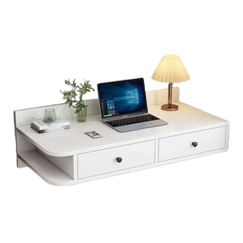 Schwebender Schminktisch, schwebender Eckschreibtisch, Büro-Computertisch, mit Doppelschubladen mit großer Kapazität, for Schlafzimmer, Balkon, Hotel-Ankleidezimmer(White,100x40x30cm) von APOIUO