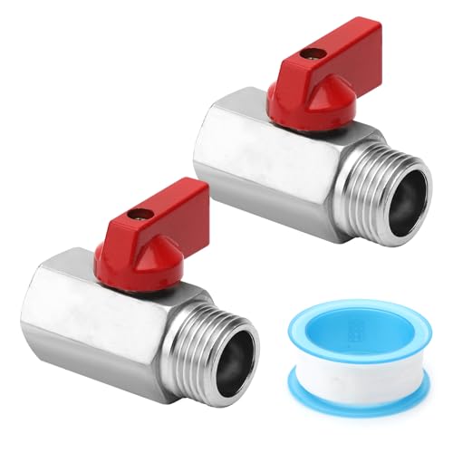 2 Stück Kugelhahn 1/2 (IG x AG) & Teflon-Band (4m*1.4cm), Zoll Absperrhahn 1/2 Zoll Absperrventil Wasserhahn Absperrhahn DN15, Wasserhahn garten Auf-Zu-Ventile für Rohrleitungssysteme von APOMOONS