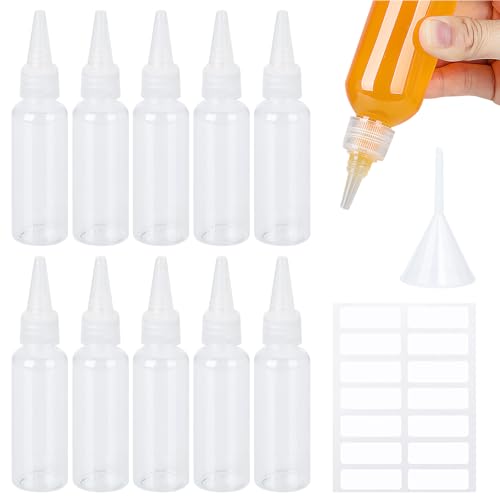 APOMOONS 10 Stück Squeeze Flasche Quetschflasche 100ml Kunststoffflaschen Klein Saucenflasche mit Kappen Trichtern Etiketten Spritzflaschen für Flüssigkeiten öl Sauce Pigment-Aufbewahrungsflaschen von APOMOONS