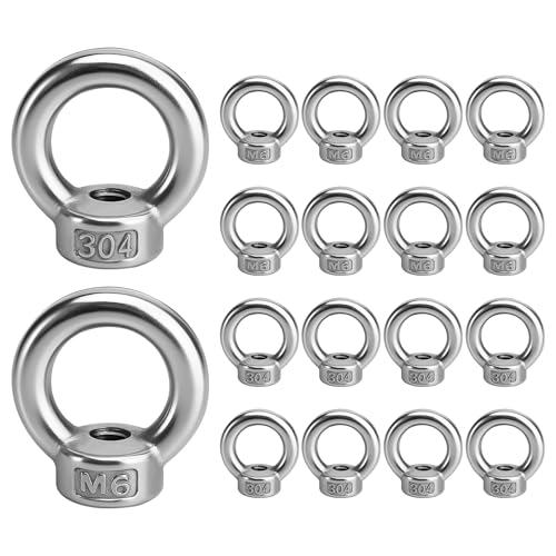APOMOONS 18 Stück Ringmutter M6, 304 Edelstahl ringschraube M6 für Hebegeräte Zubehör Seilmontage Hebezubehö, Augenmutter Innengewinde für Befestigen Sie hängende Ornamente Blumentöpfe Schaukelständer von APOMOONS