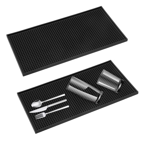APOMOONS 2 Stück 30 X 15 cm Barmatte, Schwarz Abtropfmatte Spüle Abtropfmatte Geschirr Bar Matte Schnelles Trocknen Von Gläsern Geschirr Trocknungs Pad für Bar, Club, Küche, Restaurants, Theken, Café von APOMOONS