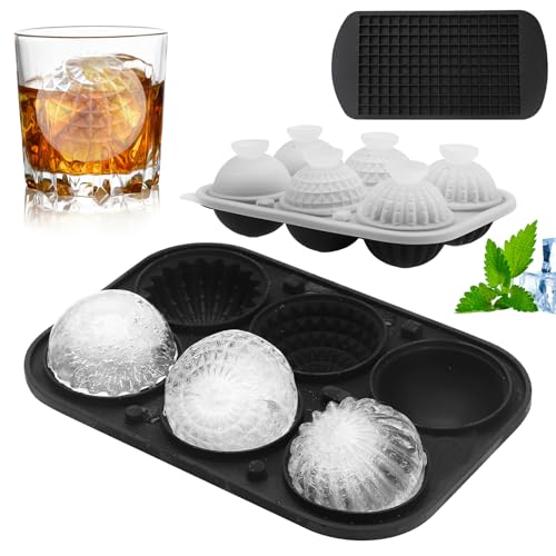 APOMOONS 2 Stück Eiswürfelform Eiswürfelbehälter mit Deckel Eiswürfelform Silikon, Ice Cube Tray Eiswürfel Wiederverwendbar, Eiswürfelformen für Whisky, Cocktails, Getränke (Rund & Quadratisch) von APOMOONS