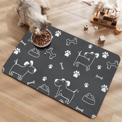APOMOONS 2 Stück Napfunterlage Hundenapf Unterlage, rutschfest Futtermatte Hund Katze, Futternapf Unterlage Saugfähig Schnelltrocknend für Haustiere Hunde Katzen (29×49cm) von APOMOONS