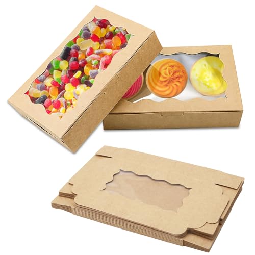 APOMOONS 20 Stück Keksschachtel mit Sichtfenster Kraftpapier Gebäckkarton Braune Papier Cupcake Box Tortenschachtel mit Klarem Fenster Transportbox Karton Snackbox Keks Verpackung 17,8 x 11 x 3,9 cm APOMOONS 20 Stück Keksschachtel mit Sichtfenster Kraftpapier Gebäckkarton Braune Papier Cupcake Box Tortenschachtel mit Klarem Fenster Transportbox Karton Snackbox Keks Verpackung 17,8 x 11 x 3,9 cm von APOMOONS