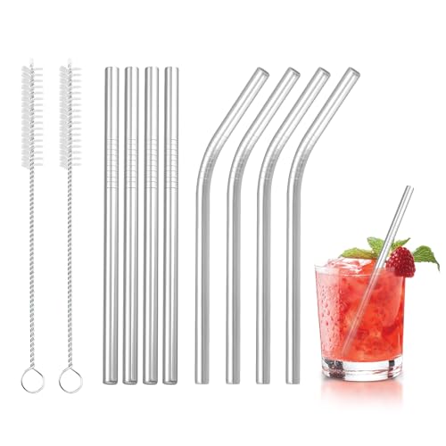 APOMOONS 20 Stück Kurze Strohhalme Edelstahl, Trinkhalme mit 2 Reinigungsbürsten, Wiederverwendbare Strohhalme Kurz für Kaffee Cocktails Säfte Getränke, 12.5x0.6CM und 12.7CMx0.6CM von APOMOONS