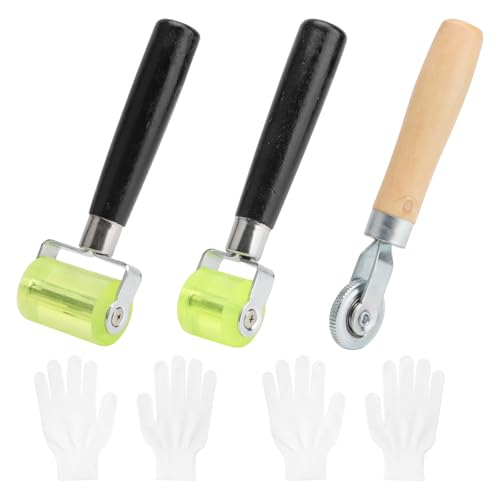 APOMOONS 3 Andrückrolle und 2 Fäustling, Silikon Rolle Handdruck Roller Andrückwalze Tapetenroller Andrückrolle Nahtroller Sound Deadening Roller Andruckrolle Werkzeug für Kantenumleimer, Verschweißen von APOMOONS