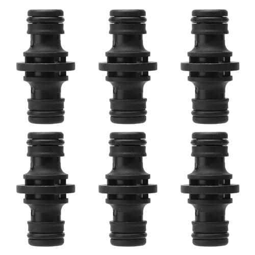 APOMOONS 6 Stück Schwarz Doppel Stecker Schlauchverbinder Gartenschlauch Verbinder Kupplung Doppelstecker Verbindungen Schlauchkupplung für Verlängerung Schlauchanschluss, Wasserleitungsanschluss von APOMOONS