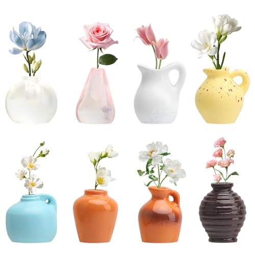 APOMOONS 8 Stück Mini Vase KüHlschrank Magnete, 3D Harz Blumenvasen, Magnet Deko, Süße Lustige Magneten Kühlschrank Set DIY Minivasen, Kleine Vase Geeignet für Küche, Büro Dekoration (Keine Blumen) von APOMOONS