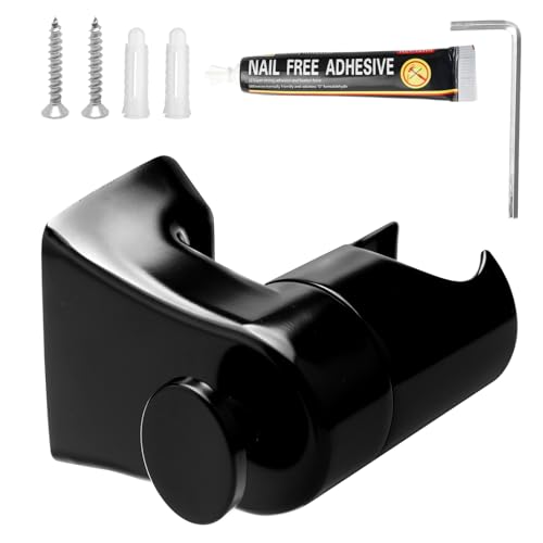 APOMOONS Duschkopfhalterung Schwarz, Verstellbar Handbrause Halterung aus Edelstahl, 360° Drehbar Duschbrause Halterung Duschkopf Halterungen, Universal Duschhalterung, Brausehalter mit Rundhaken von APOMOONS