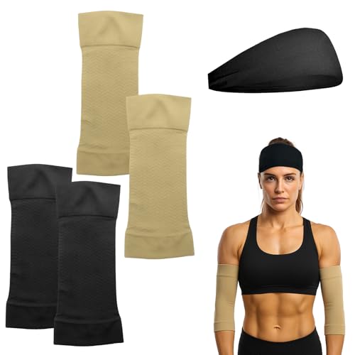 APOMOONS Ellbogen Bandage 2 Paar, Oberarm Bandage mit Schweißband, Oberarm Straffen Kompression Armstrumpf Bandage Kompressionsstrumpf für Sport Fettödeme an den Armen zur Narbenabdeckung APOMOONS Ellbogen Bandage 2 Paar, Oberarm Bandage mit Schweißband, Oberarm Straffen Kompression Armstrumpf Bandage Kompressionsstrumpf für Sport Fettödeme an den Armen zur Narbenabdeckung von APOMOONS