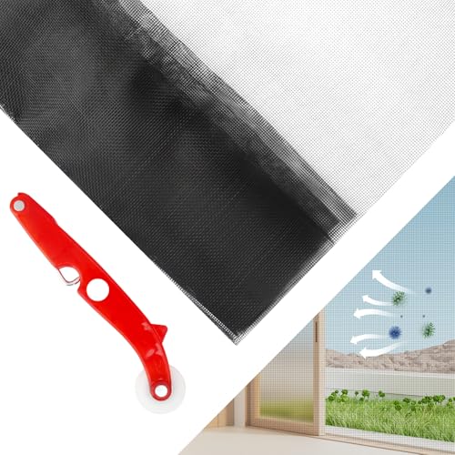 APOMOONS Fliegengitter Fenster, Fliegennetz Meterware, Zuschneidbar Fliegengitter Insektenschutz Gaze mit Screen Pressure Wheel für Fenster & Türen Katzensicher Balkontür Schlafzimmer 120x250cm von APOMOONS