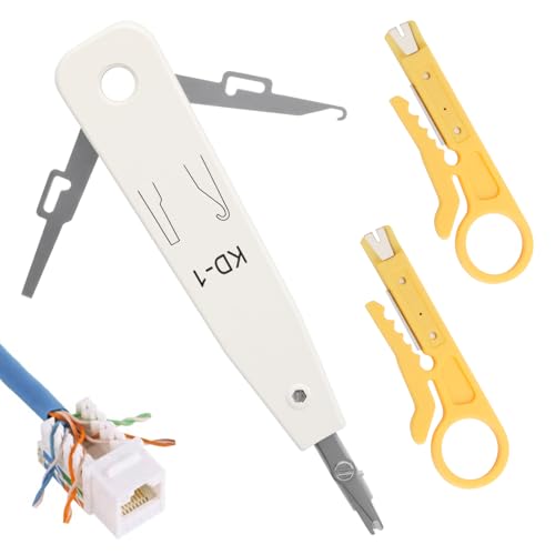 APOMOONS LSA Auflegewerkzeug, Lsa Plus Anlegewerkzeug Netzwerk Cat 7 mit 2 Drahtschneider, Netzwerk Werkzeug für Netzwerkdose RJ45 (Grau) von APOMOONS