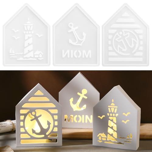 APOMOONS 3 Stück Silikonformen Gießformen Häuser Leuchtturm Anker Seagull, Maritim Themen, Silikonform Haus Gießform Silikon Giessformen Sommer Silikon-Gießform Giessform Zum Gießen APOMOONS 3 Stück Silikonformen Gießformen Häuser Leuchtturm Anker Seagull, Maritim Themen, Silikonform Haus Gießform Silikon Giessformen Sommer Silikon-Gießform Giessform Zum Gießen von APOMOONS