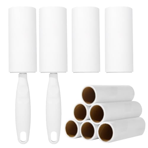 Fusselrolle 10 Rollen (60 Blatt/Rollen) mit 2 Abroller, Fusselrolle Tierhaare Extra Klebrige, Lint Roller für Kleidung, Sofa, Bett und Teppich, Fusselroller Tierhaarentferner von APOMOONS