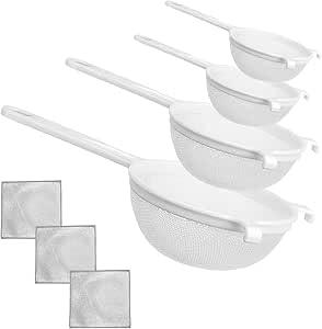 Sieb Plastik-Set 4tlg, Kunststoff-Filterset Teesieb Haushaltssieb mit Sieben in ø 8cm ø 10cm ø 14cm ø 18cm perfekt für Tee Kaffee Früchte Kefir von APOMOONS