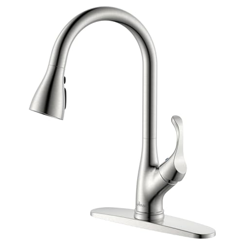 APPASO Ausziehbarer Küchenarmatur mit Sprühkopf, Edelstahl, gebürstetes Nickel, Einhandgriff, kommerzieller Hochbogen, ausziehbarer Sprühkopf, Küchenspüle, Armaturen von APPASO