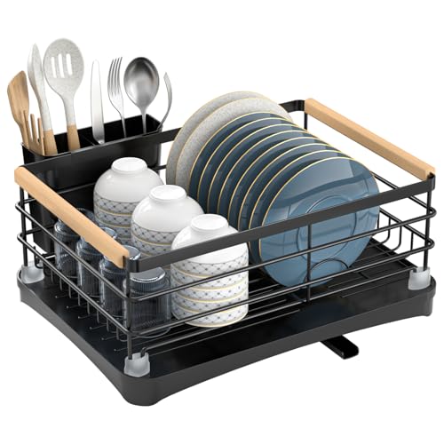APPASO Abtropfgestell Geschirr Schwarz, Geschirrständer für die Küchentheke, platzsparender Abtropfgestell, langlebiger Küchen-Geschirrabtropfgestell mit Besteckhalter Edelstahl Schwarz APPASO Abtropfgestell Geschirr Schwarz, Geschirrständer für die Küchentheke, platzsparender Abtropfgestell, langlebiger Küchen-Geschirrabtropfgestell mit Besteckhalter Edelstahl Schwarz von APPASO