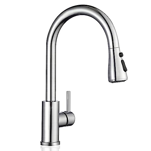 APPASO Wasserhahn Küche mit Brause, Hochdruck Spültischarmatur Ausziehbar 360° Drehbare mit 3 Strahlarten, Edelstahl Mischbatterie für Kaltem und Heißem Wasser Vorhanden, Gebürstetes Nickel von APPASO