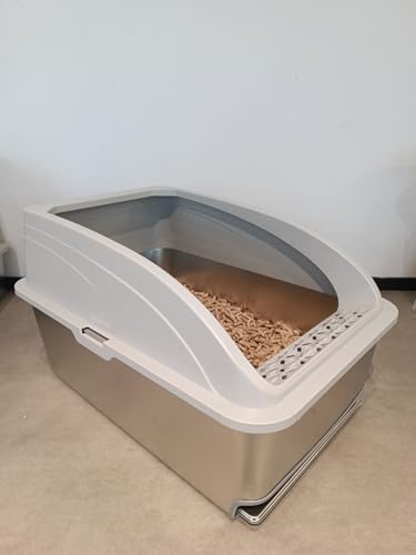 APPKER Katzentoilette aus Edelstahl mit Deckel, XXL-Siebdesign für Kiefernpellets, hohe Seiten, Metall-Klo für große Katzen, 20 cm tief, leicht zu reinigende, abnehmbare Schubladenpfanne, 60 x 40 x 20 APPKER Katzentoilette aus Edelstahl mit Deckel, XXL-Siebdesign für Kiefernpellets, hohe Seiten, Metall-Klo für große Katzen, 20 cm tief, leicht zu reinigende, abnehmbare Schubladenpfanne, 60 x 40 x 20 von APPKER